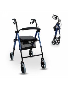 Andador de aluminio plegable y regulable con cesta,...