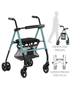 Andador de aluminio plegable y regulable con asiento,...
