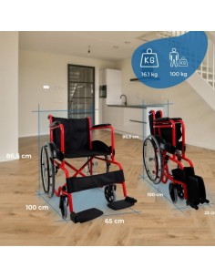 Silla de ruedas plegable de acero | Reposapies y... 2