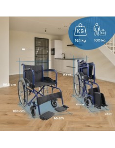 Silla de ruedas plegable de acero | Reposapies y... 2
