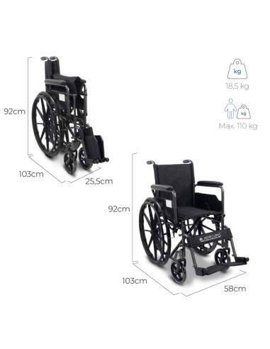 Silla de ruedas plegable de acero |...