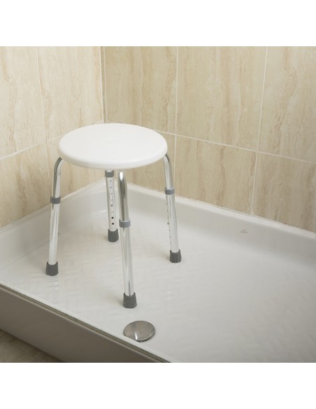 Taburete de ducha redondo | Regulable en altura | Conteras antideslizantes | Modelo 9402