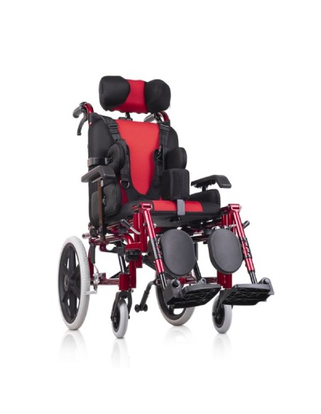 Silla de ruedas infantil reclinable y basculante de aluminio | Azul o Roja | Balance Infantil Totalcare