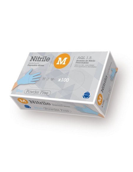 Guantes de nitrilo suave sin polvo desechable | Azul Caja de 100 unidades | G.Touch Azul 3,5 Gr