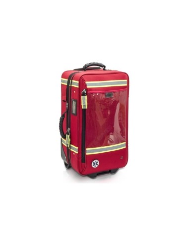 Maletín vertical de emergencias con trolley rojo | Elite Bags